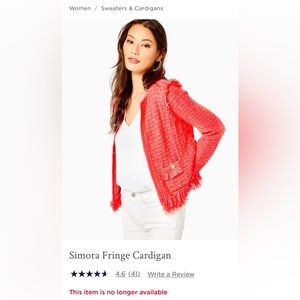 Lilly Pulitzer NWT Simora Cardigan in Spicy Coral Tweed Size Large